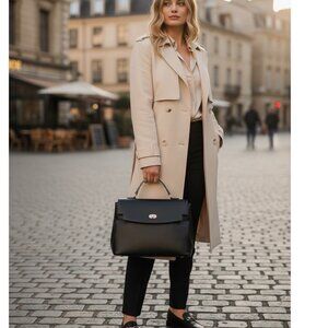 Cavalli Tatiana Large Top Handle Handbag Black Structured Satchel NWT Chic Work